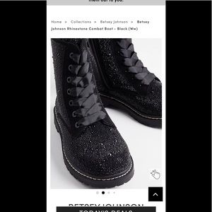 BETSEY Johnson rhinestone combat boot in 10